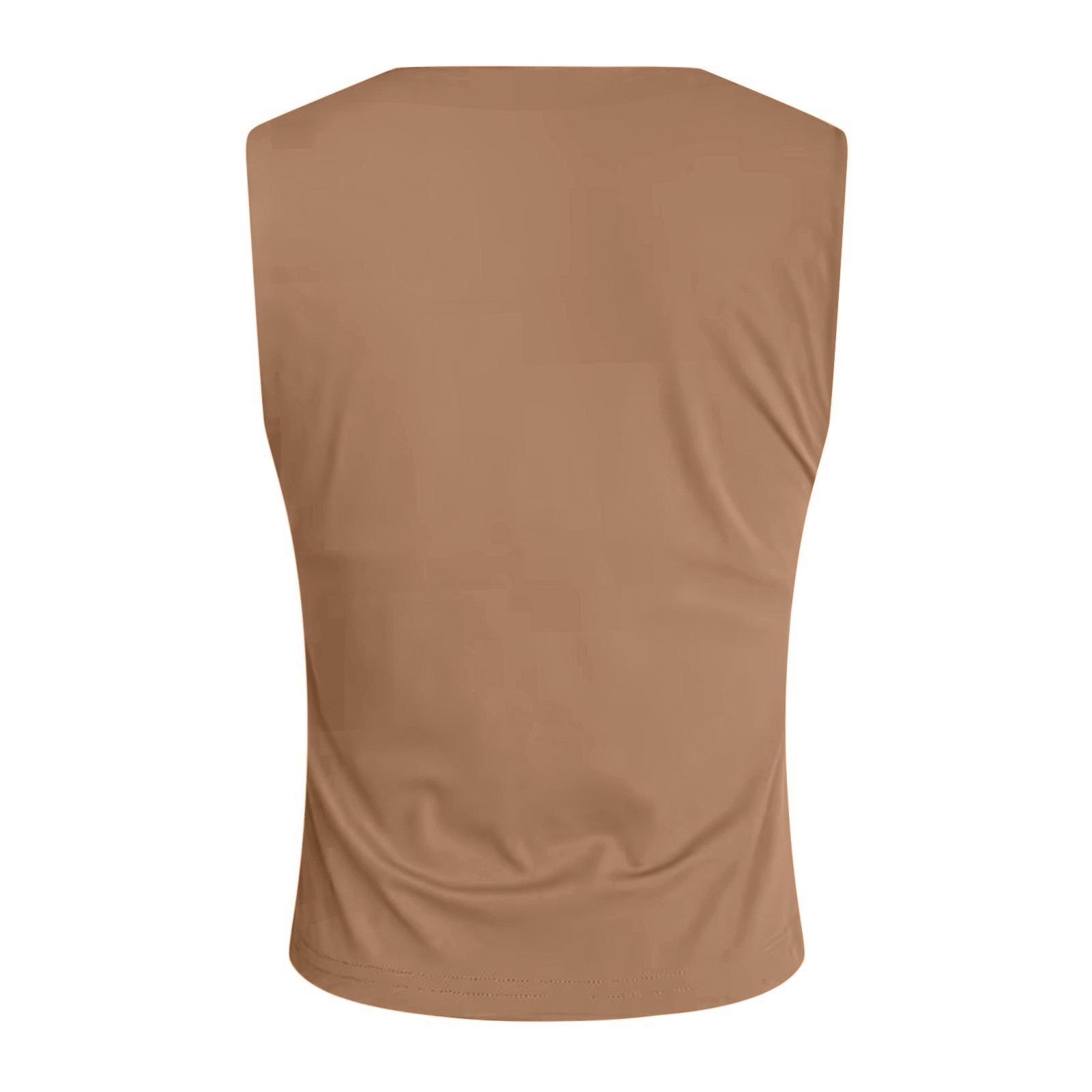 thumbnail image 5 of Camiseta sin mangas de verano ajustada para mujer: sin mangas, color liso, poliéster transpirable, corte ajustado, versátil para combinar con pantalones cortos o faldas., 5 of 5